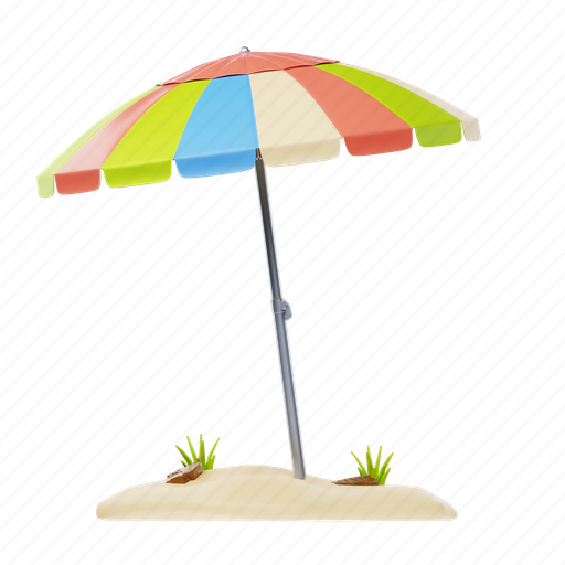 Beach, umbrella, sand, protection, holiday, summer, weather 3D illustration - Download on Iconfinder