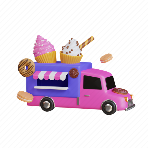 Sweet, food, cake, vehicle, truck, dessert, coffee 3D illustration - Download on Iconfinder