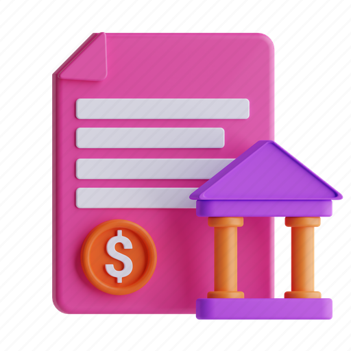 Bank statement, banking, document, files 3D illustration - Download on Iconfinder