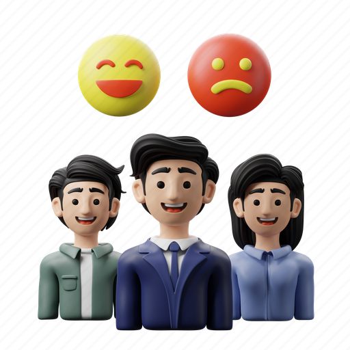 Feedback, smile, sad, yes, no, face, emoji 3D illustration - Download on Iconfinder