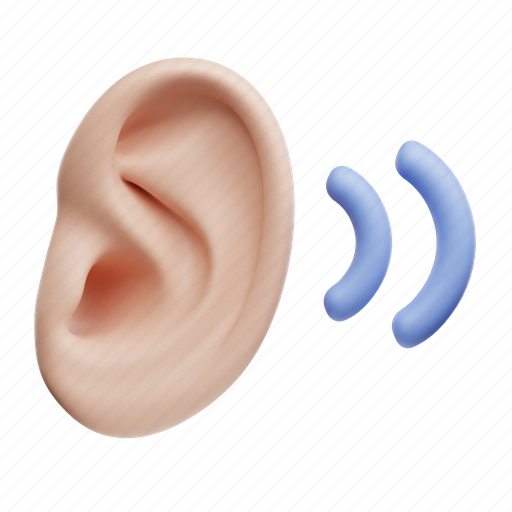 Listening, ear, theraphy, wellbeing, mental health, psychology, rehabilitation 3D illustration - Download on Iconfinder