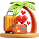 vacation, palm tree, island, summer, love, luggage, travel, baggage, honeymoon