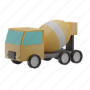 concrete, truck, construction, vehicle, travel, trip, transportation