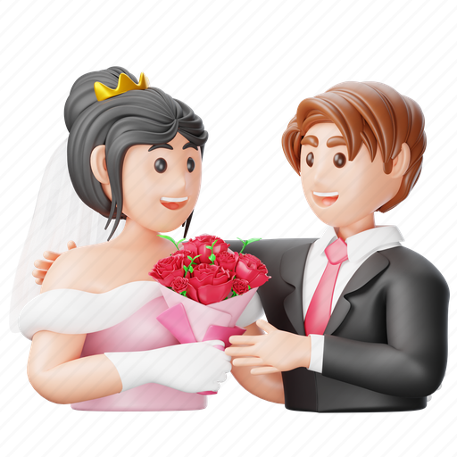 Bride, and, groom, wedding, bouquet, marriage, love icon - Download on Iconfinder