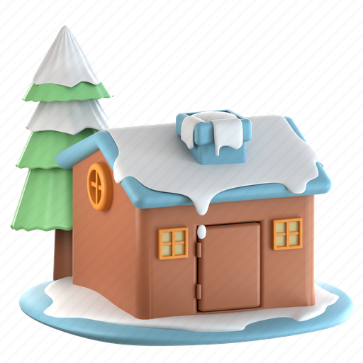 Winter, house, building, home, snow 3D illustration - Download on Iconfinder