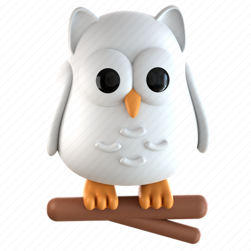 Snowy, owl, bird, funny owl, cute owl, owl bird 3D illustration - Download on Iconfinder