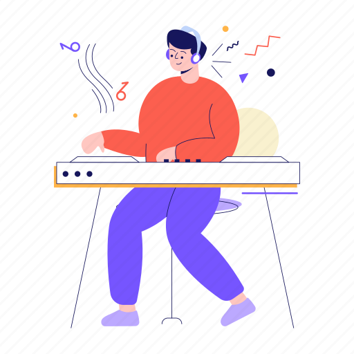Melody, listening music, listening song, music podcast, enjoying music illustration - Download on Iconfinder