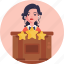 auction, auctioneer, female, woman, avatar 