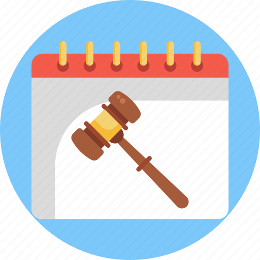 Auction, schedule, calendar, bid, gavel, justice, law icon - Download on Iconfinder