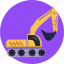 bulldozer, excavator, construction, transportation 