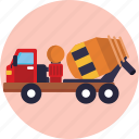 concrete mixer, vehicle, construction, automobile 