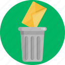 email, delete, trash bin, envelope, mail, message