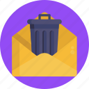 email, trash bin, delete, envelope, mail, send, communication