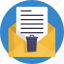 email, delete, trash bin, envelope, mail, communication, message 