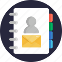 email, phonebook, envelope, mail, communication, message