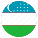 circular, country, flag, uzbekistan, world