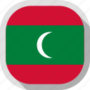 flag, maldives, world, rounded, square