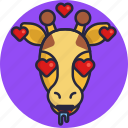 giraffe, emoji, stroke, love, animal, emoticon, emoticons