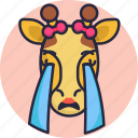giraffe, emoji, cry, sad, animal, emoticon, emoticons