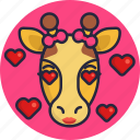 giraffe, emoji, stroke, love, animal, emoticon, emoticons