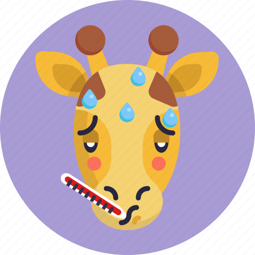 Giraffe, emoji, fever, sick, animal icon - Download on Iconfinder