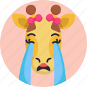 giraffe, emoji, cry, crying, animal