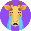 giraffe, emoji, cry, crying, sad, animal, emoticon
