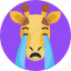 giraffe, emoji, cry, crying, sad, animal, emoticon 