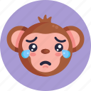 monkey, emoji, cry, sad, animal, emoticon, emoticons