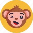 monkey, emoji, wink, animal, emoticon, emoticons