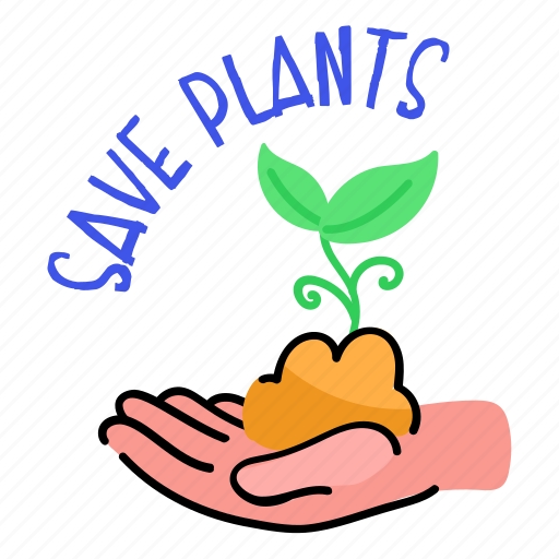 Plant care, nature care, save plants, eco care, save environment sticker - Download on Iconfinder