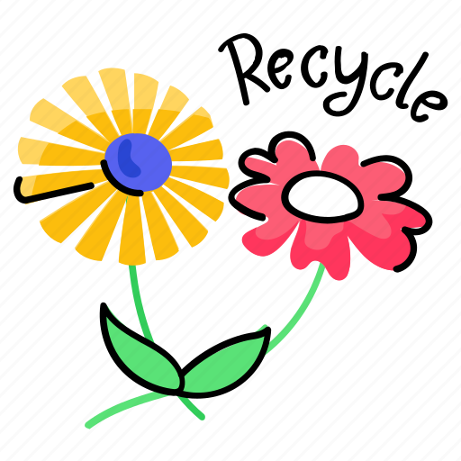 Blooming flowers, beautiful flowers, eco, recycle, floral sticker - Download on Iconfinder
