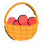 wicker basket, fruit basket, handbasket, food basket, food bucket 