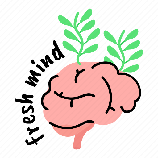 Eco mind, fresh mind, healthy mind, eco friendly, brain sticker - Download on Iconfinder