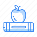 apple on book, book, knowledge, book-knowledge, learning, tool, fruit, class, scholastics