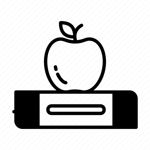 Apple on book, book, knowledge, book-knowledge, learning, tool, fruit icon - Download on Iconfinder