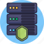 database, data, storage, hosting, computing, server, shield 