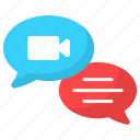 video chat, conversation, communication, live chat, talking, conference, online meeting icon