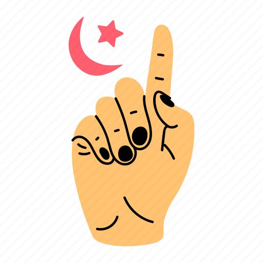 Forefinger, hand, faith, crescent, pointing finger icon - Download on Iconfinder