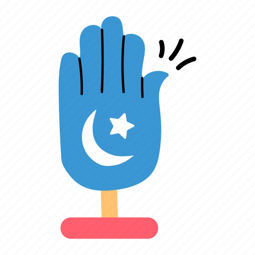Hand, panjtan hand, crescent, islamic hand, fatima hand icon - Download on Iconfinder