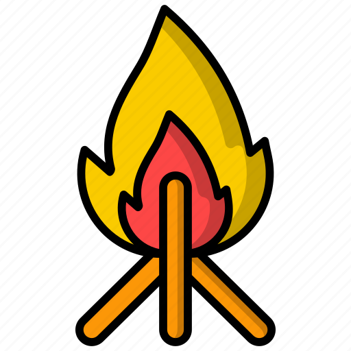 Bonfire, wood, night, firewood, campfire, flame, camping icon - Download on Iconfinder
