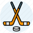 ice, hockey, sport equipment, hockey puck, hockey stick