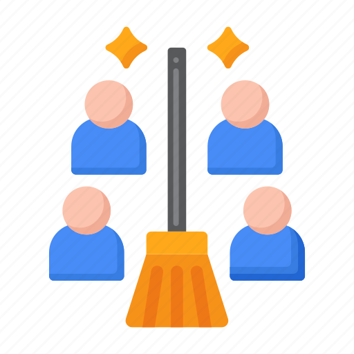 Community, cleanup, group, teamwork, volunteer, volunteering, broom icon - Download on Iconfinder