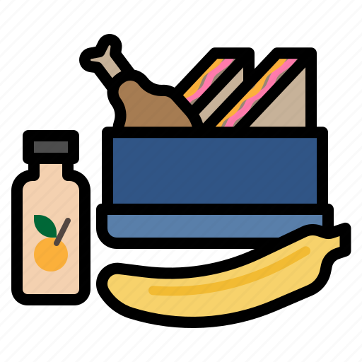 Lunch, box, juice, banana, sandwich, chicken, food icon - Download on Iconfinder