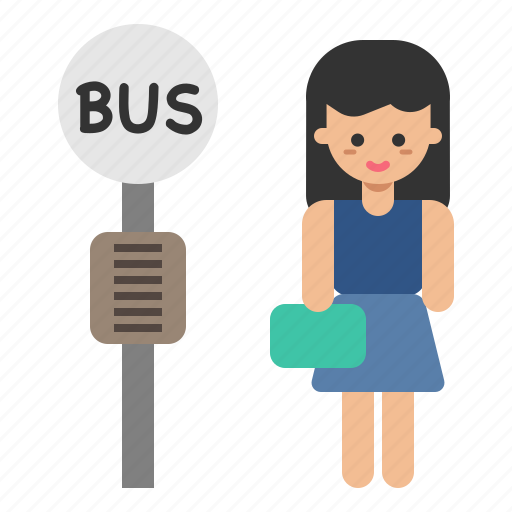 Bus, stop, station, waiting, woman, transportation icon - Download on Iconfinder