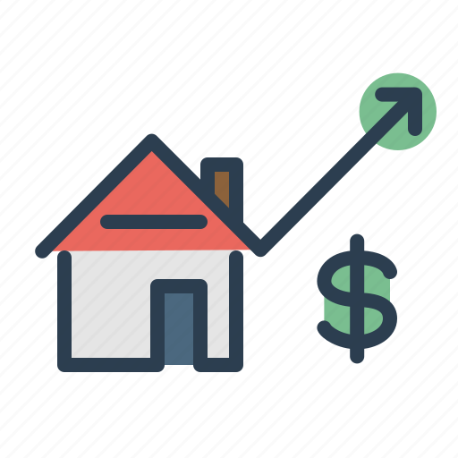 Dollar, growth, home facilities, house price icon - Download on Iconfinder