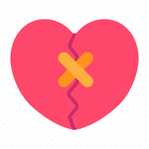 Valentine, love, heart, fixing, broken, sad, bandage icon - Download on Iconfinder