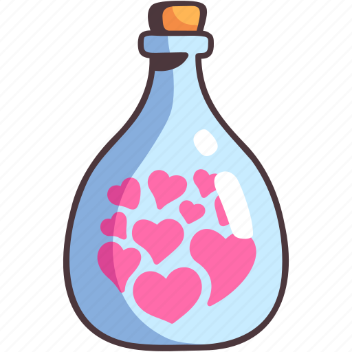 Bottle, love, heart, glass, red, romance, present icon - Download on Iconfinder