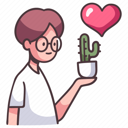 Cactus, love, man, plant, garden, hobby, flower icon - Download on Iconfinder