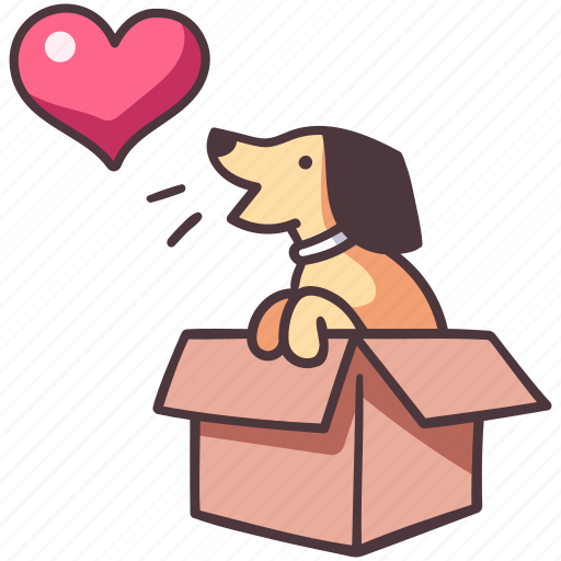 Dog, pet, box, animal, cute, happy, gift icon - Download on Iconfinder